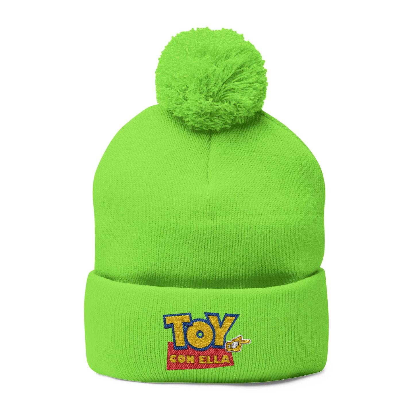 Toy Story Embroidered Pom-Pom Knit Cap Humor Cuffed Beanie – Warm, Soft & Sassy Winter Hat