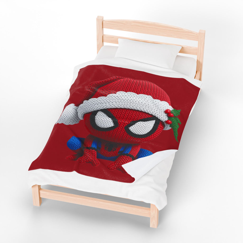 Magical Christmas Cartoon Blanket Christmas Spider Plush Blanket Cute Santa Hat Knit Spider-Man Throw