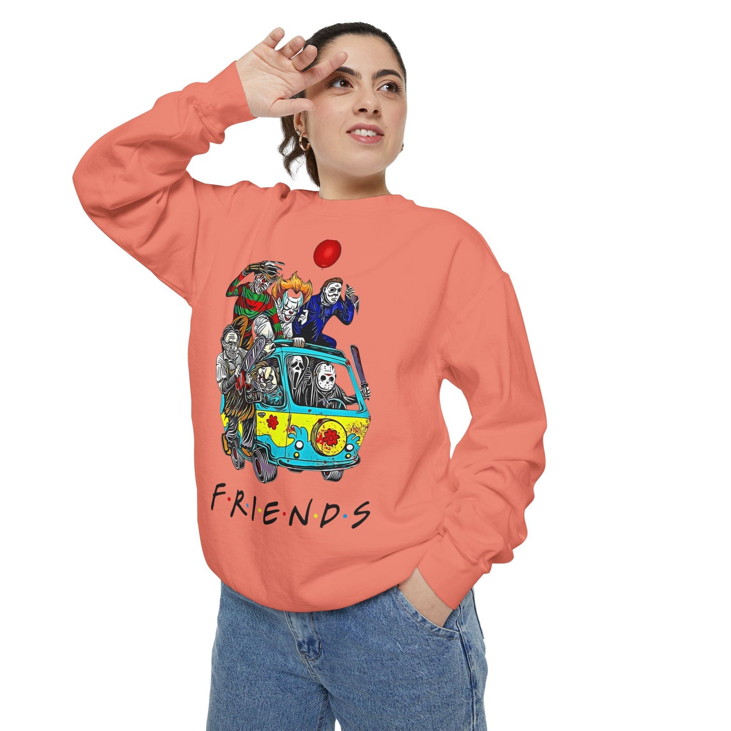 Friends-Inspired Unisex Garment-Dyed Sweatshirt, Cozy Casual Wear, Unique Graphic Sweatshirt, Perfect Gift, Everyday Style