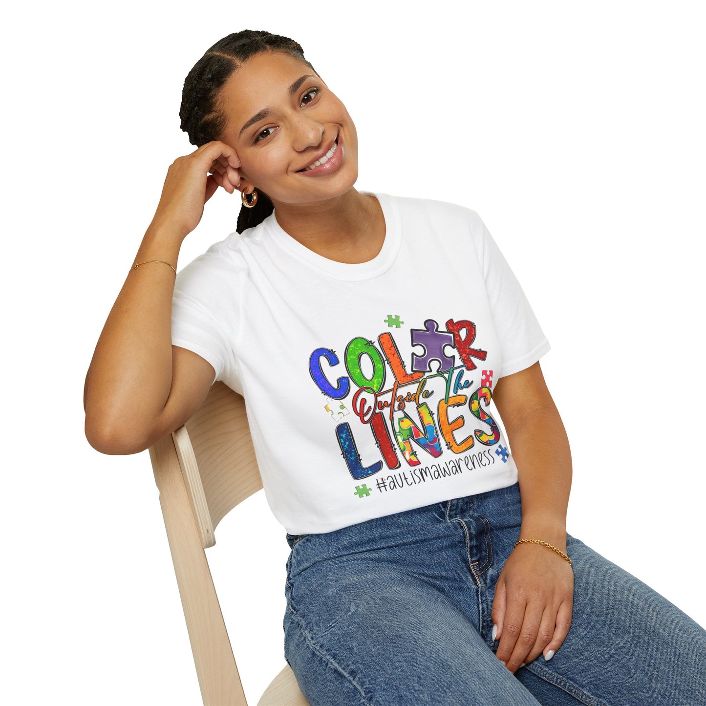 Color Outside the Lines Unisex T-Shirt for Autism Awareness