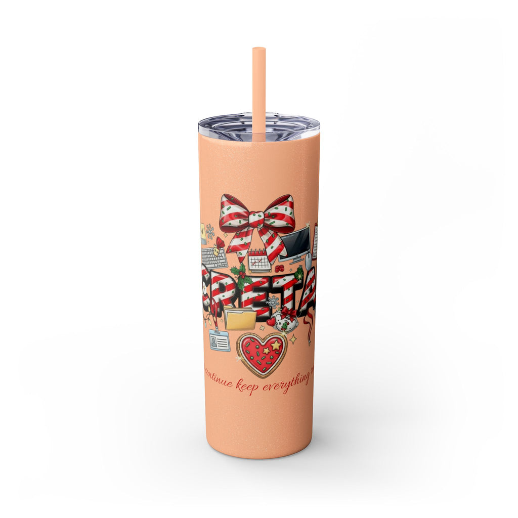 Christmas mug for the office team who keeps everything running smoothly. Candy Cane Christmas Office Secret Santa Design, 20oz with Straw