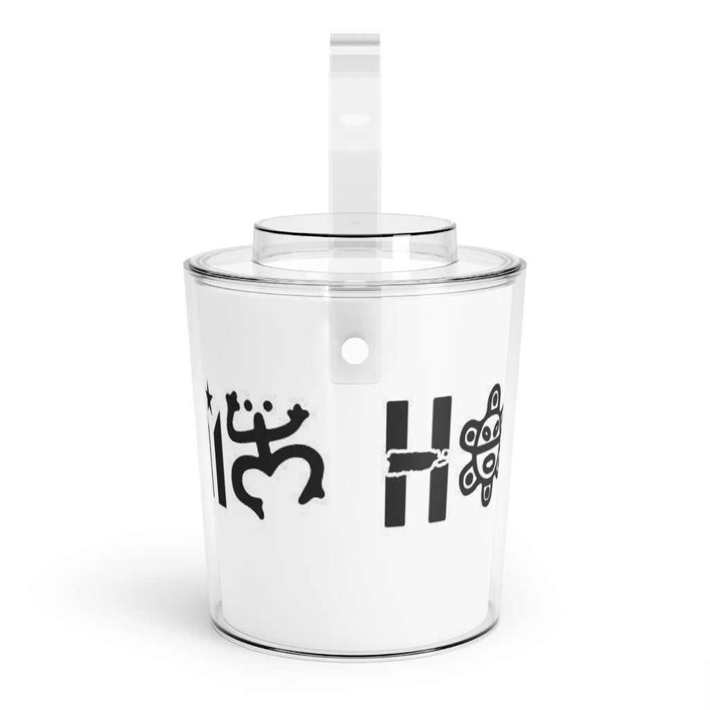 Taino Puerto Rico Ice Bucket with Tongs — Stylized Taino Symbol