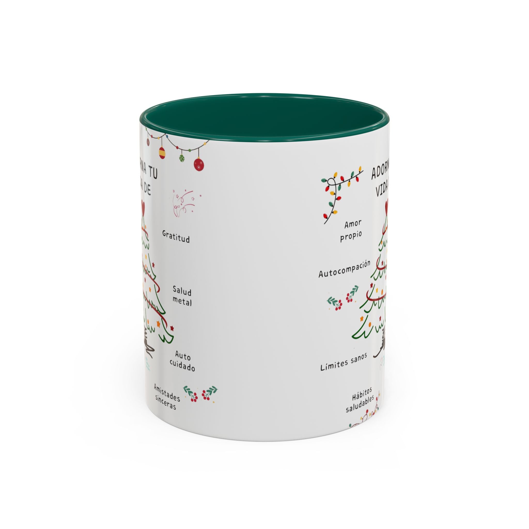 Mug — 'Adorna Tu Vida' Christmas Tree Spanish Holiday Coffee Mug (11oz/15oz)