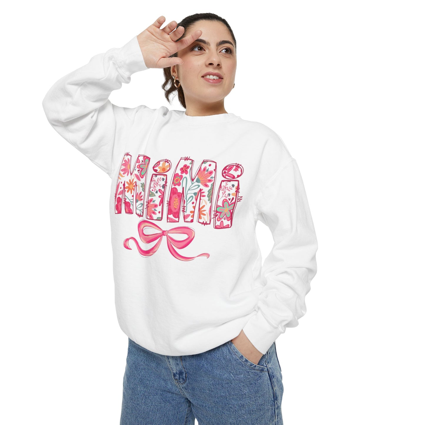 Mama Floral Sweatshirt  Pink Floral 'MAMA' Design with Bow