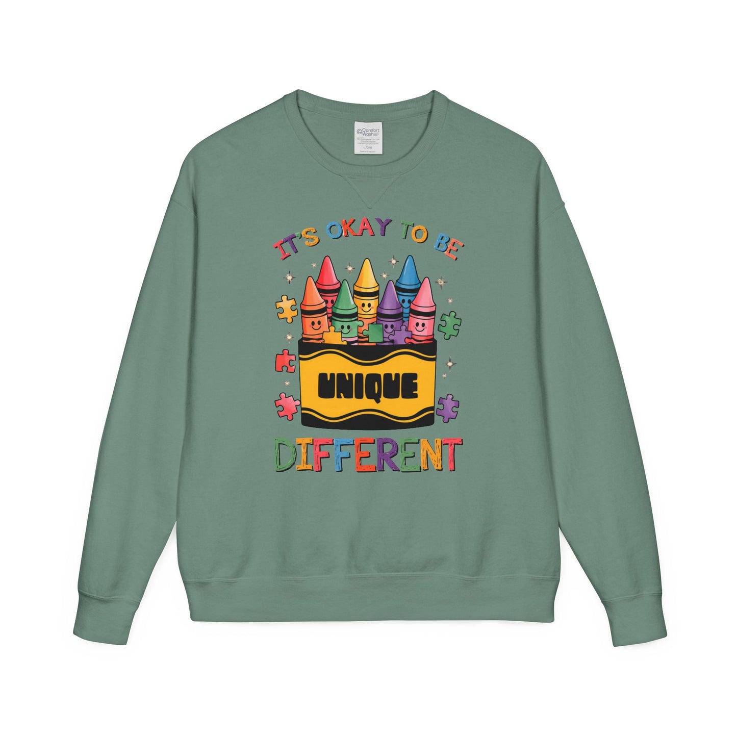 Autism Awareness & Pride Collection Unique & Different Crewneck Sweatshirt - Unisex ComfortWash®