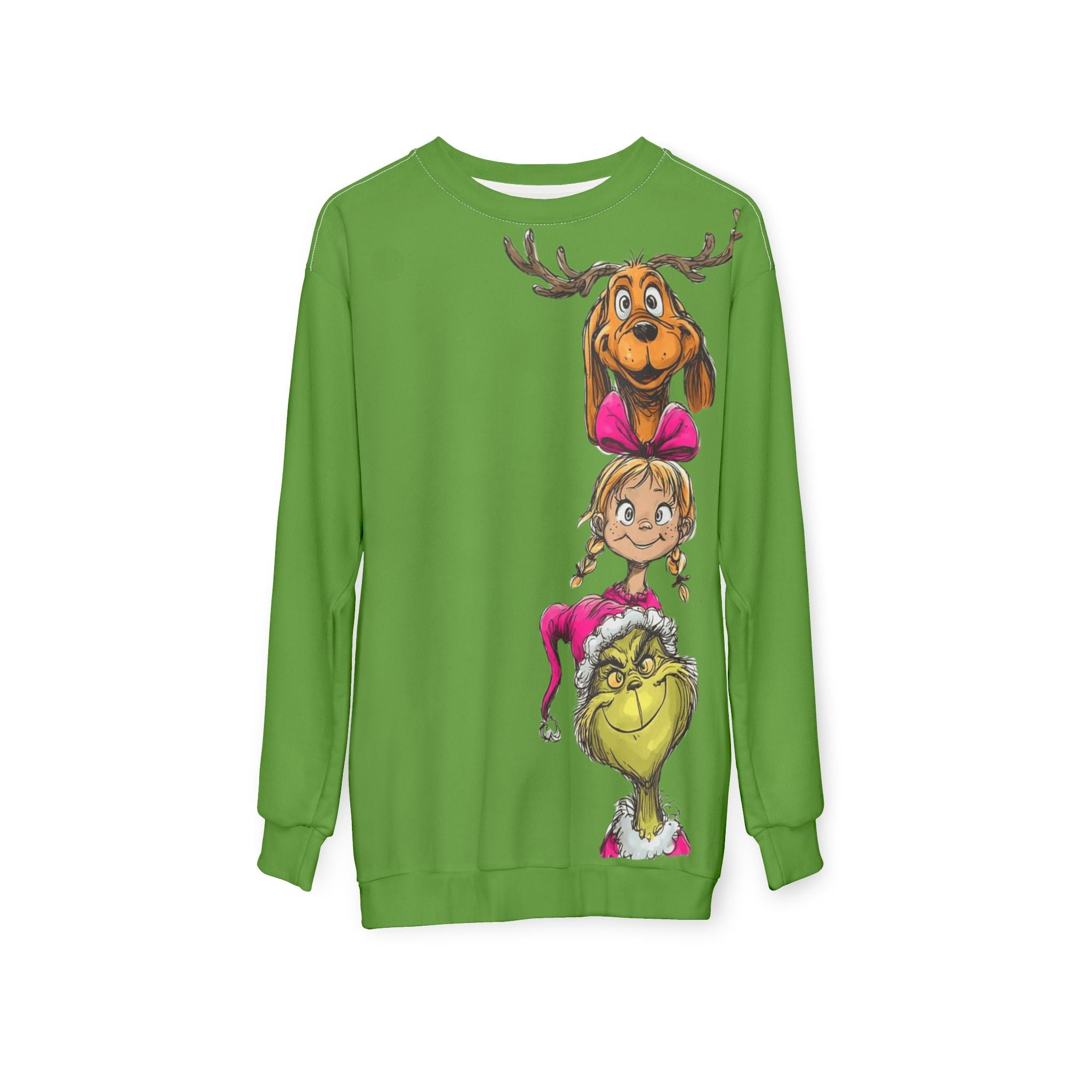 Grinch Family Stack Sweatshirt  Funny Holiday Christmas Crewneck