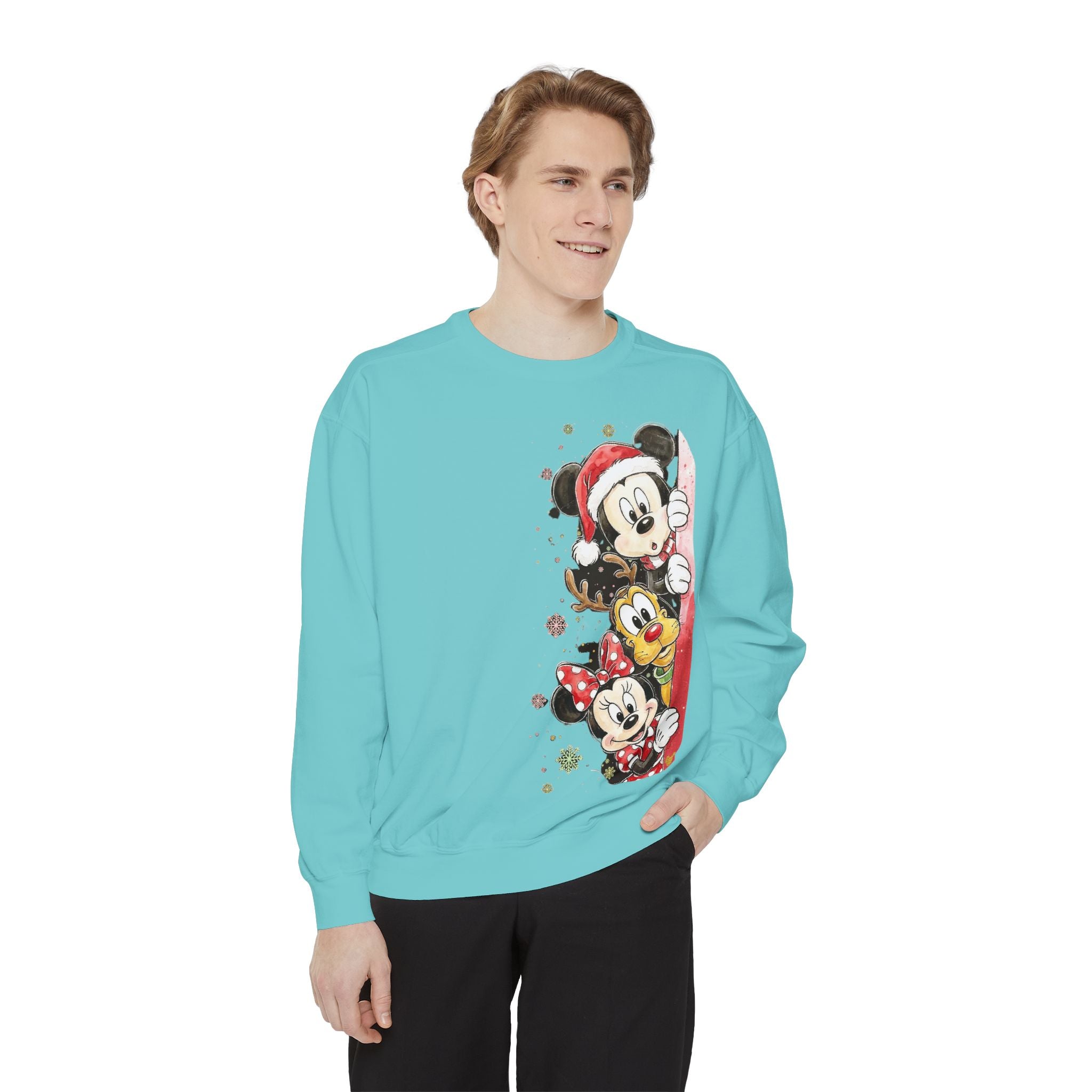 Christmas Disney Characters Sweatshirt  Mickey, Minnie & Pluto Holiday Crew Cartoon Christmas T-shirts and Sweaters