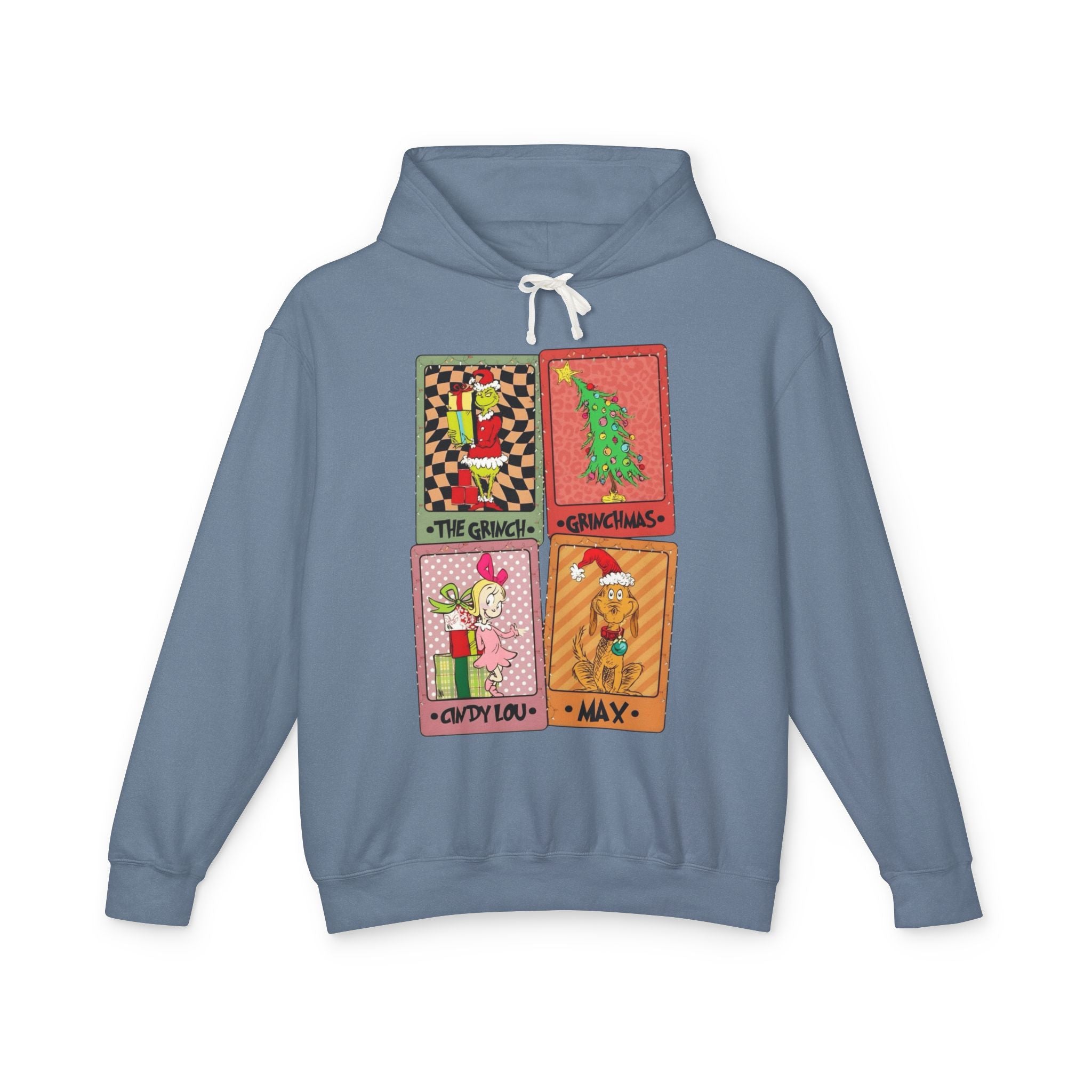Grinchy Holiday Hoodie  'The Grinch' Christmas Cards Vintage Patch Pullover Cartoon Christmas T-shirts and Sweaters