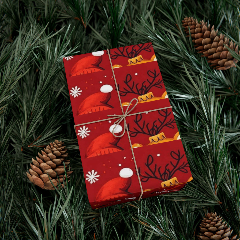 Christmas Wrapping Paper - Santa, Snowman & Reindeer Holiday Gift Wrap Festive Wrapping Paper