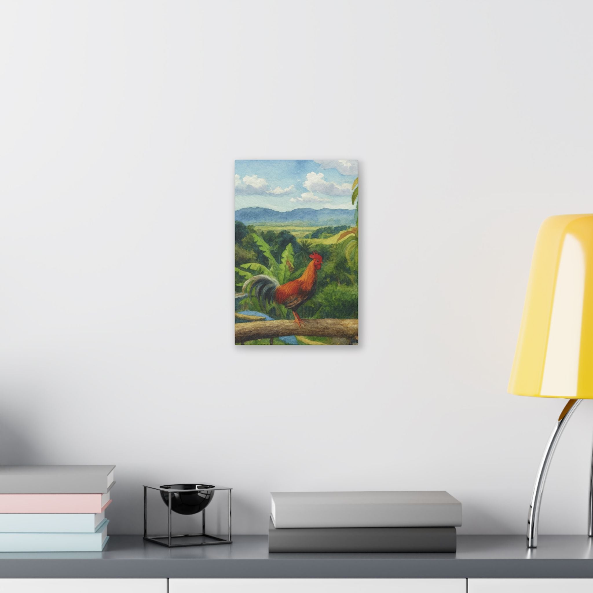 These Puerto Rico inspired Rooster Morning Landscape Canvas