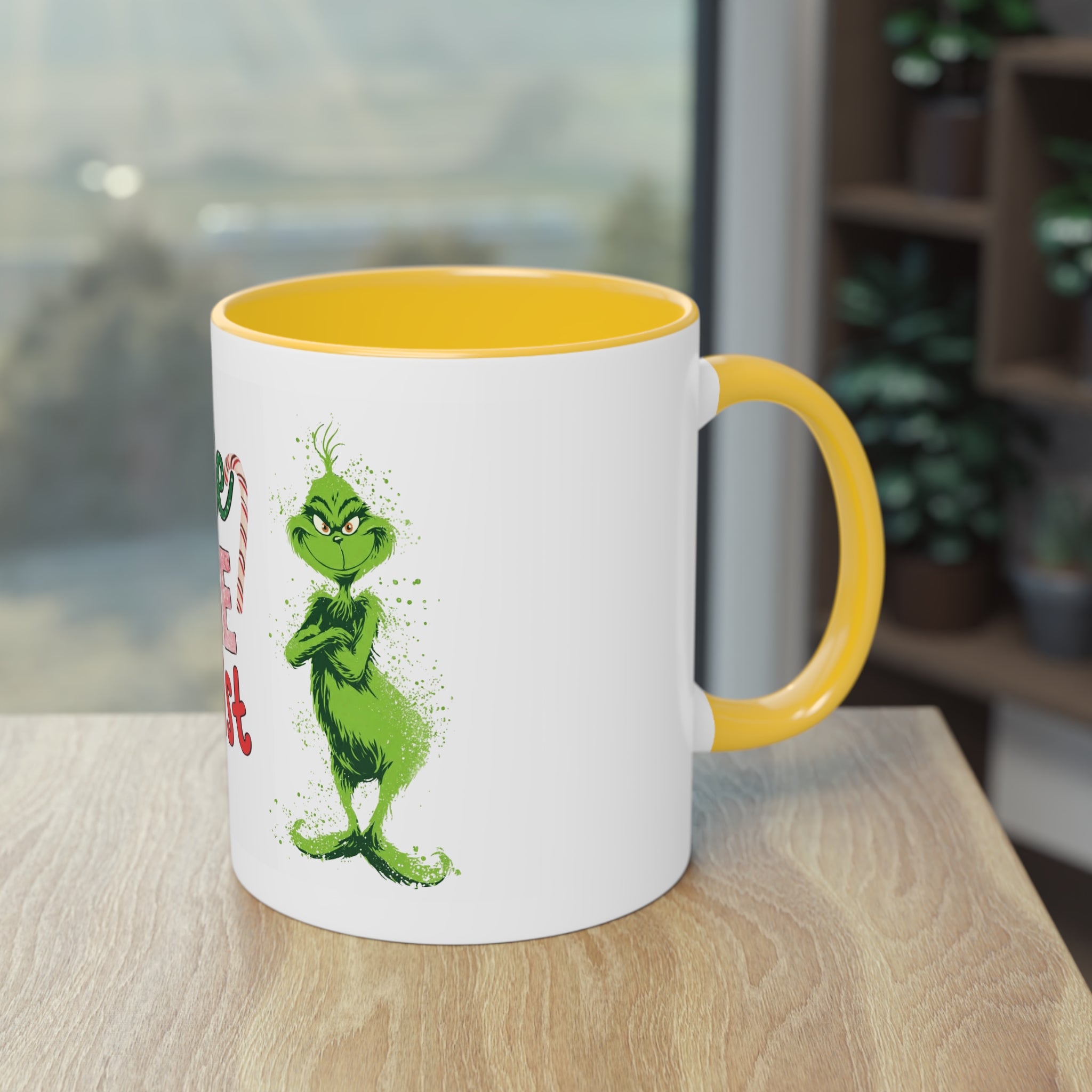 Cute Grinch Two-Tone Coffee Mug - Perfect for Holiday Cheer! Christmas Mugs Collection