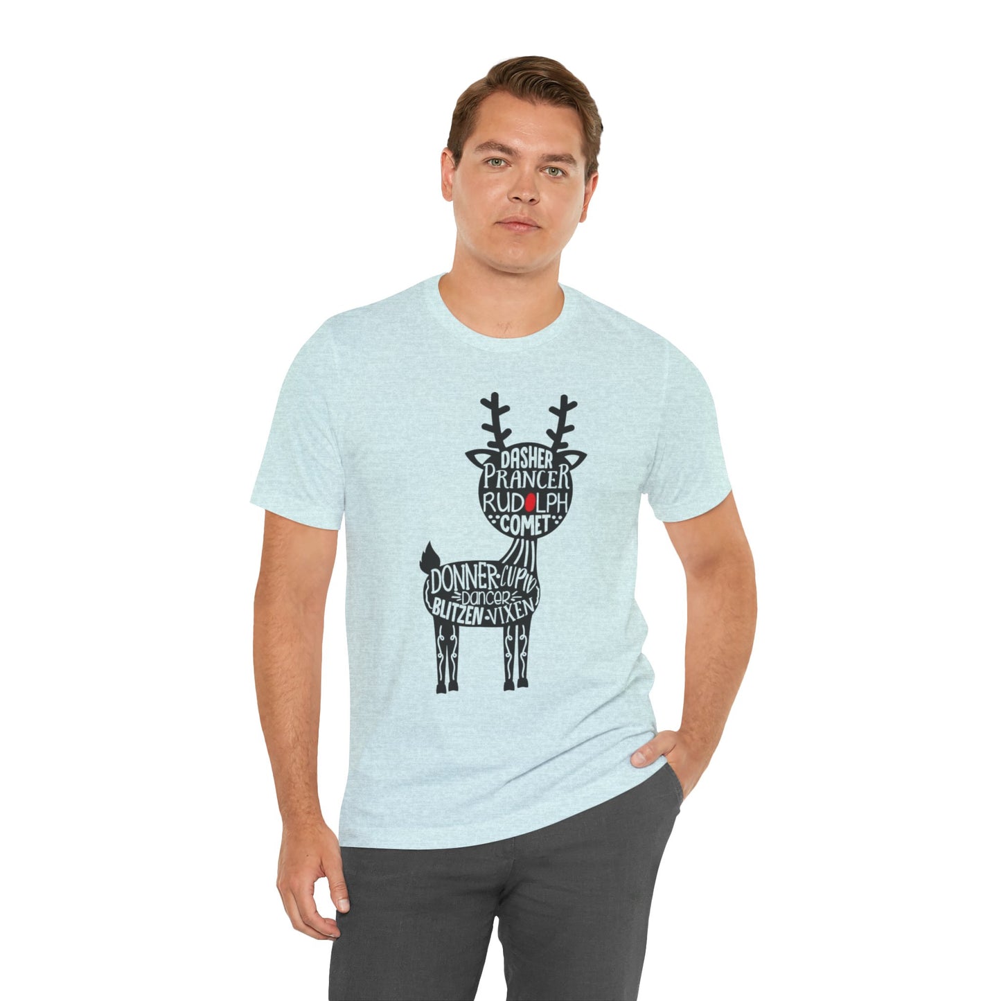 Christmas Reindeer Graphic Tee - Unisex Jersey Short Sleeve Shirt