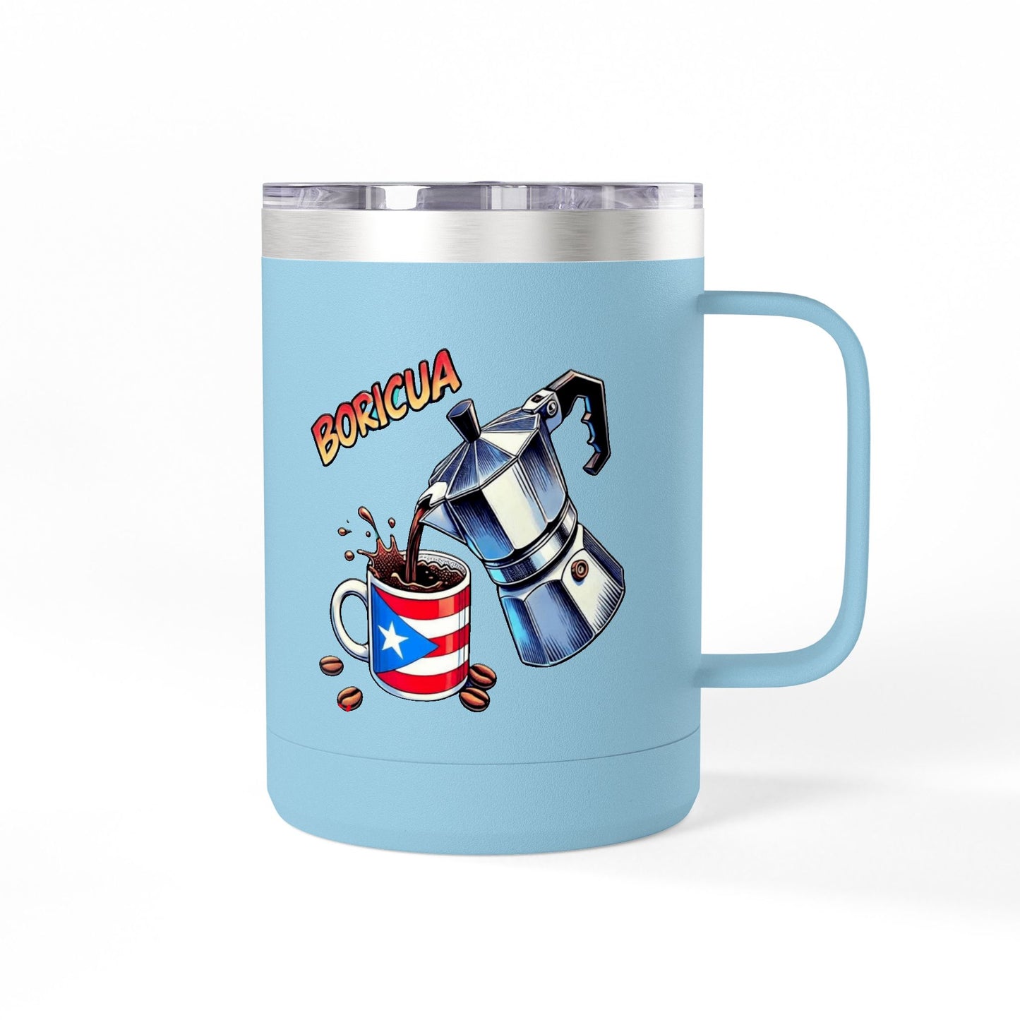 Puerto Rican Coffee Mug Tumbler, 15oz | Great Gift for Coffee Lovers, Unique Kitchen Decor, Perfect for Birthdays & Holidays