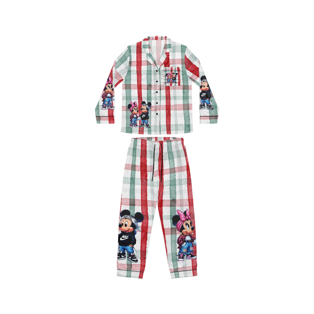 Mickey & Minnie Plaid Satin Pajama Set  Women’s Holiday Lounge PJs