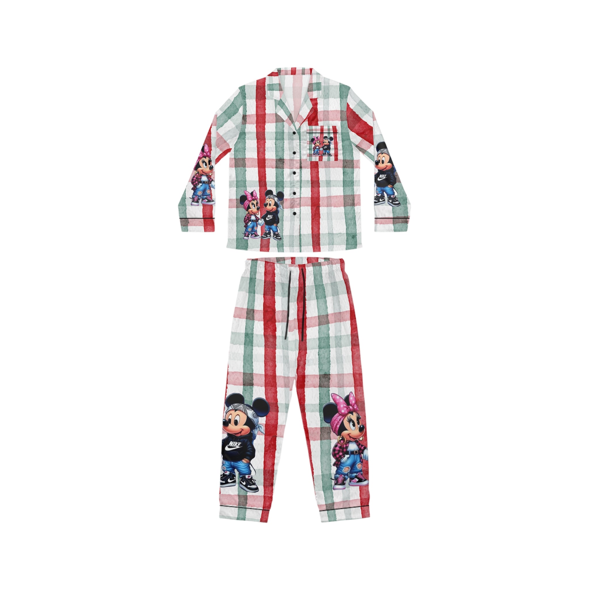 Mickey & Minnie Plaid Satin Pajama Set  Women’s Holiday Lounge PJs
