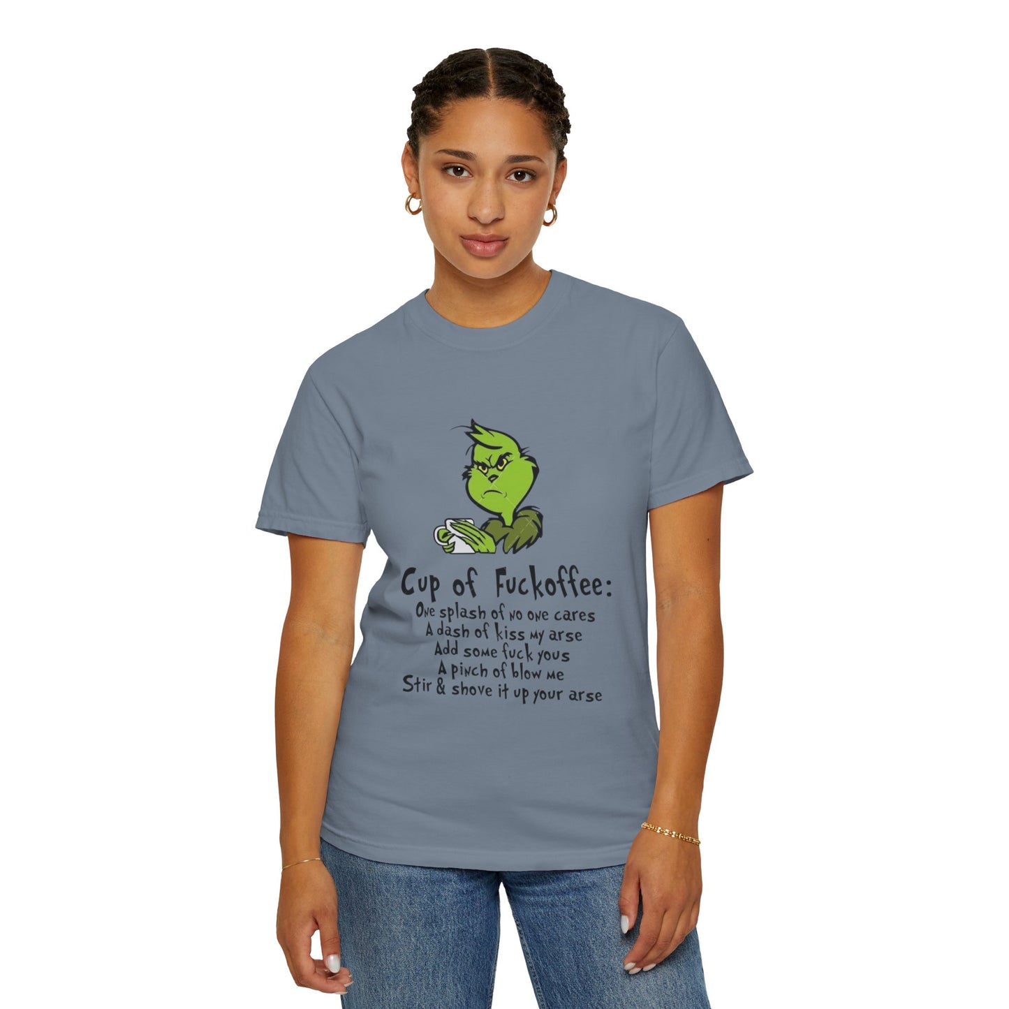 Holiday Graphic Tees  Cozy Festive Wear Funny Grinch-Inspired Unisex T-Shirt Cup of Fuckoffee