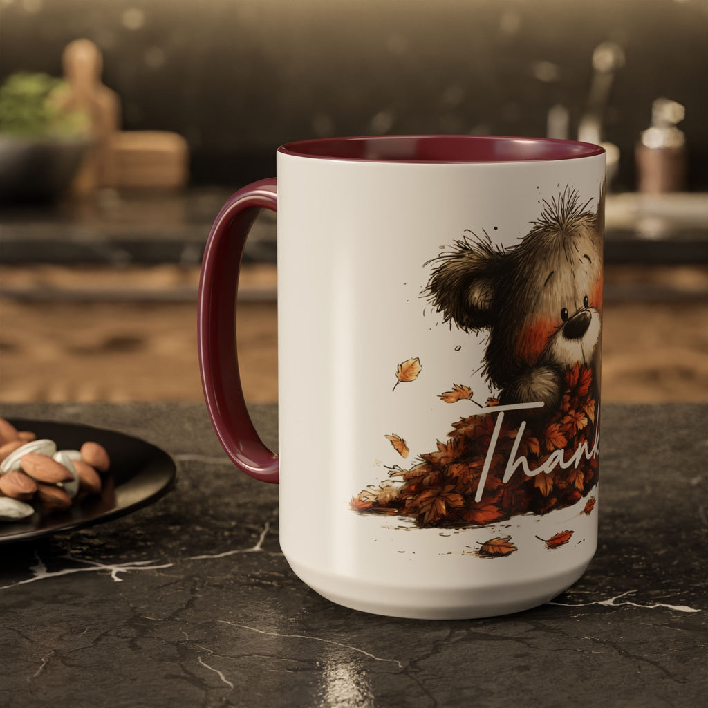 Thankful Bear Autumn Mug — Cute Fall Coffee Cup (11oz, 15oz)