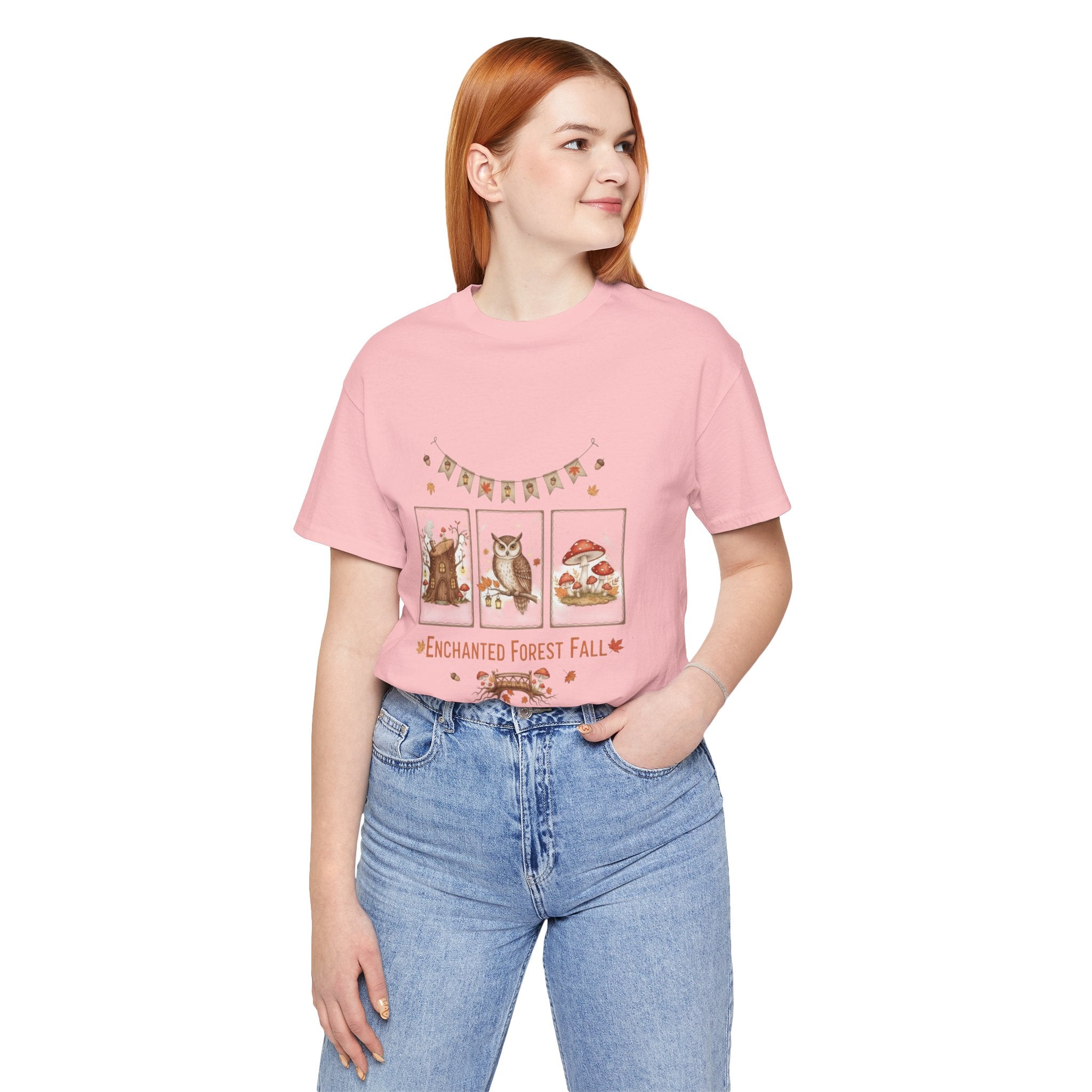 Enchanted Forest Fall Tee, Cute Owl Shirt, Autumn Graphic Tee, Nature Lover Gift, Cozy Fall Apparel, Wildlife T-Shirt, Unisex Fall Top