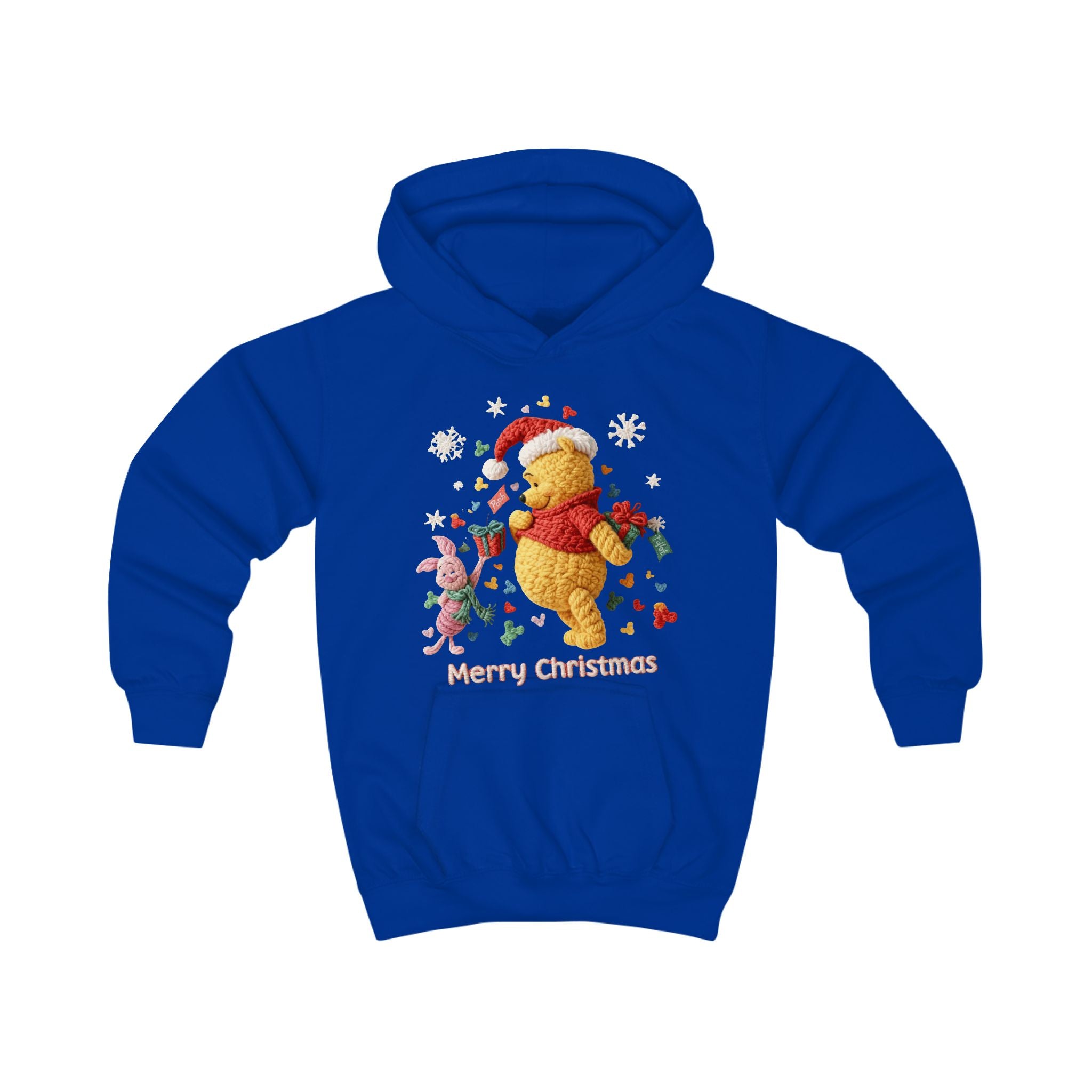 Kids Hoodie  Cute Winnie-Style Christmas Bear "Merry Christmas" Holiday Pullover
