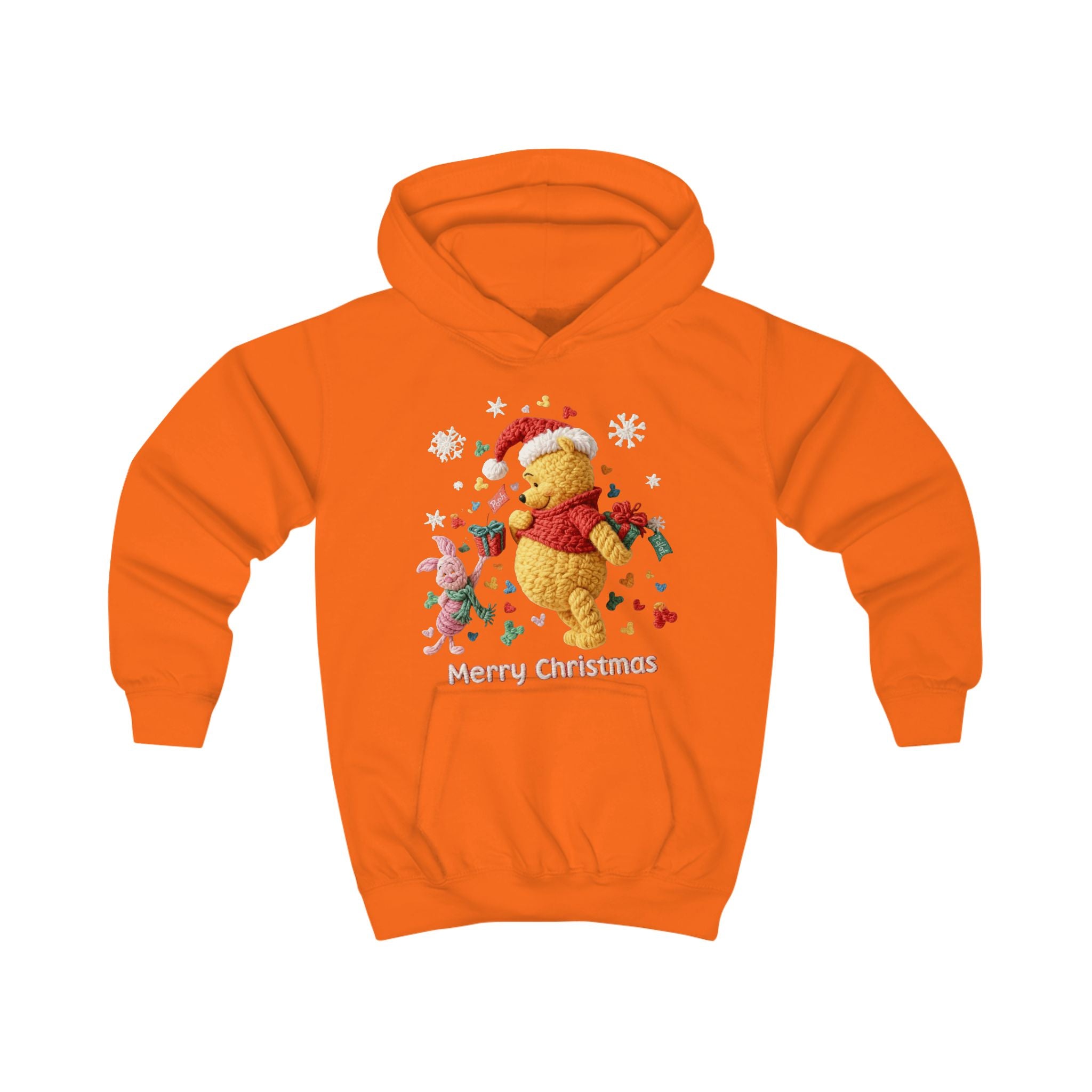 Kids Hoodie  Cute Winnie-Style Christmas Bear "Merry Christmas" Holiday Pullover