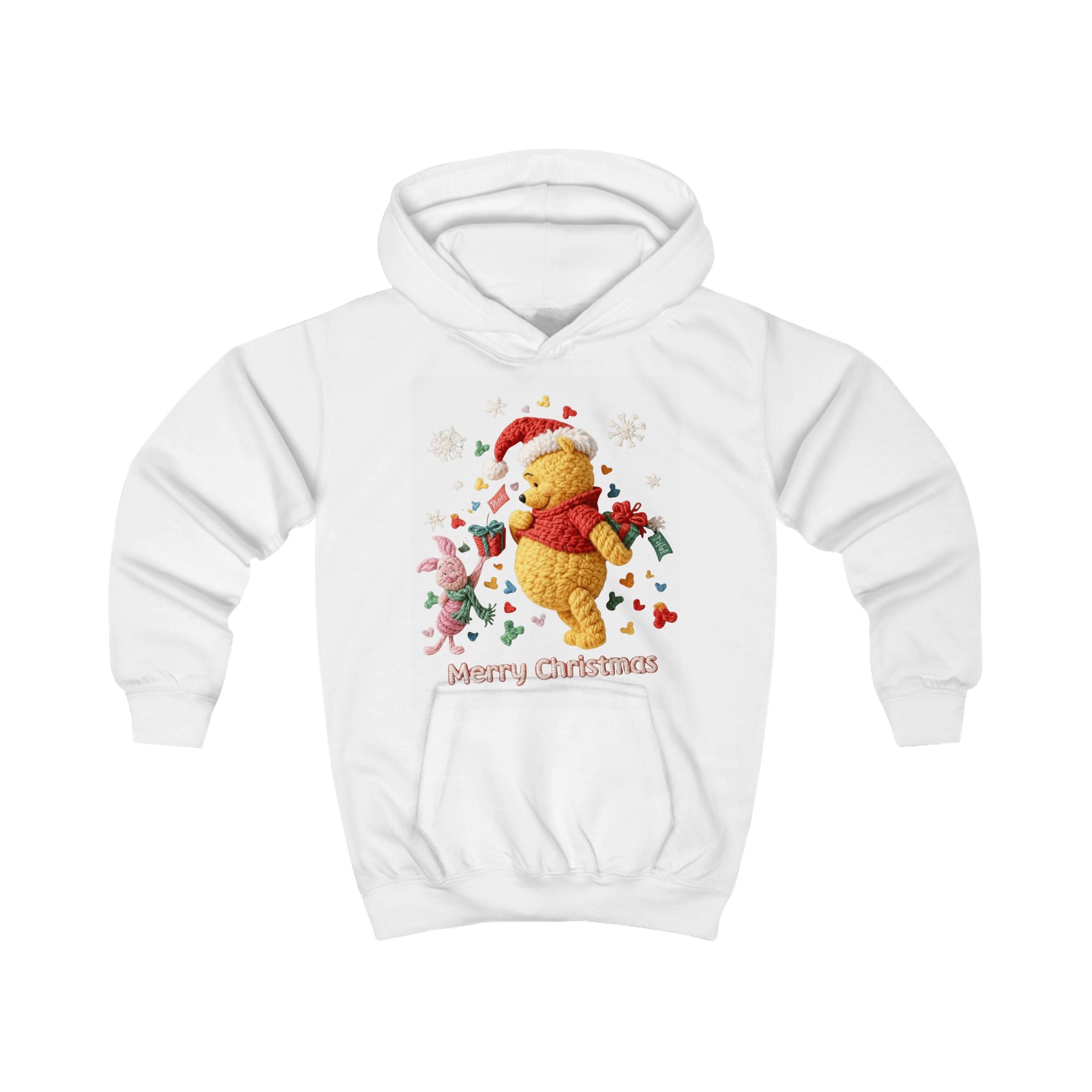 Kids Hoodie  Cute Winnie-Style Christmas Bear "Merry Christmas" Holiday Pullover