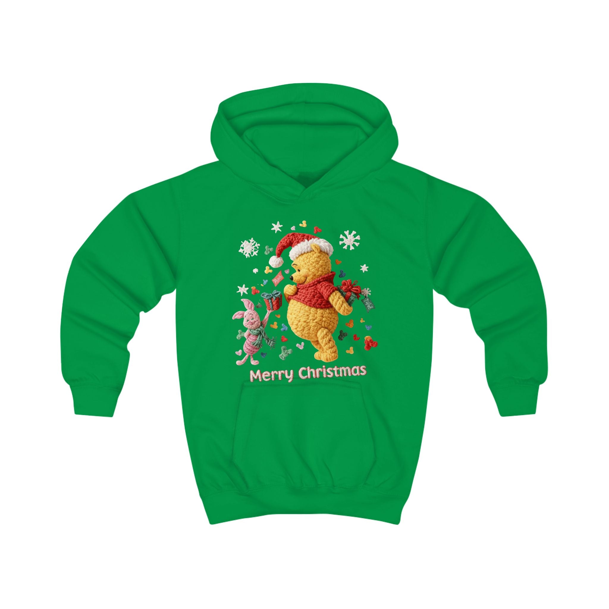 Kids Hoodie  Cute Winnie-Style Christmas Bear "Merry Christmas" Holiday Pullover