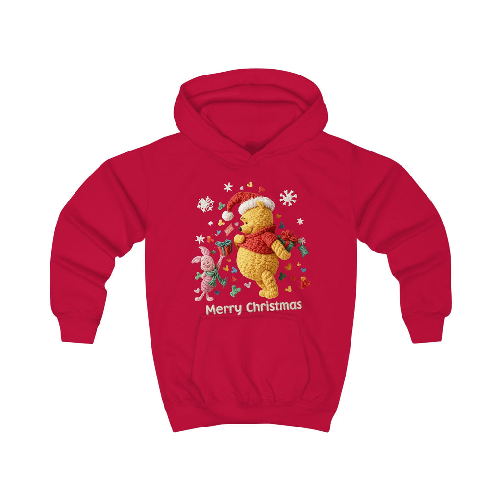 Kids Hoodie  Cute Winnie-Style Christmas Bear "Merry Christmas" Holiday Pullover