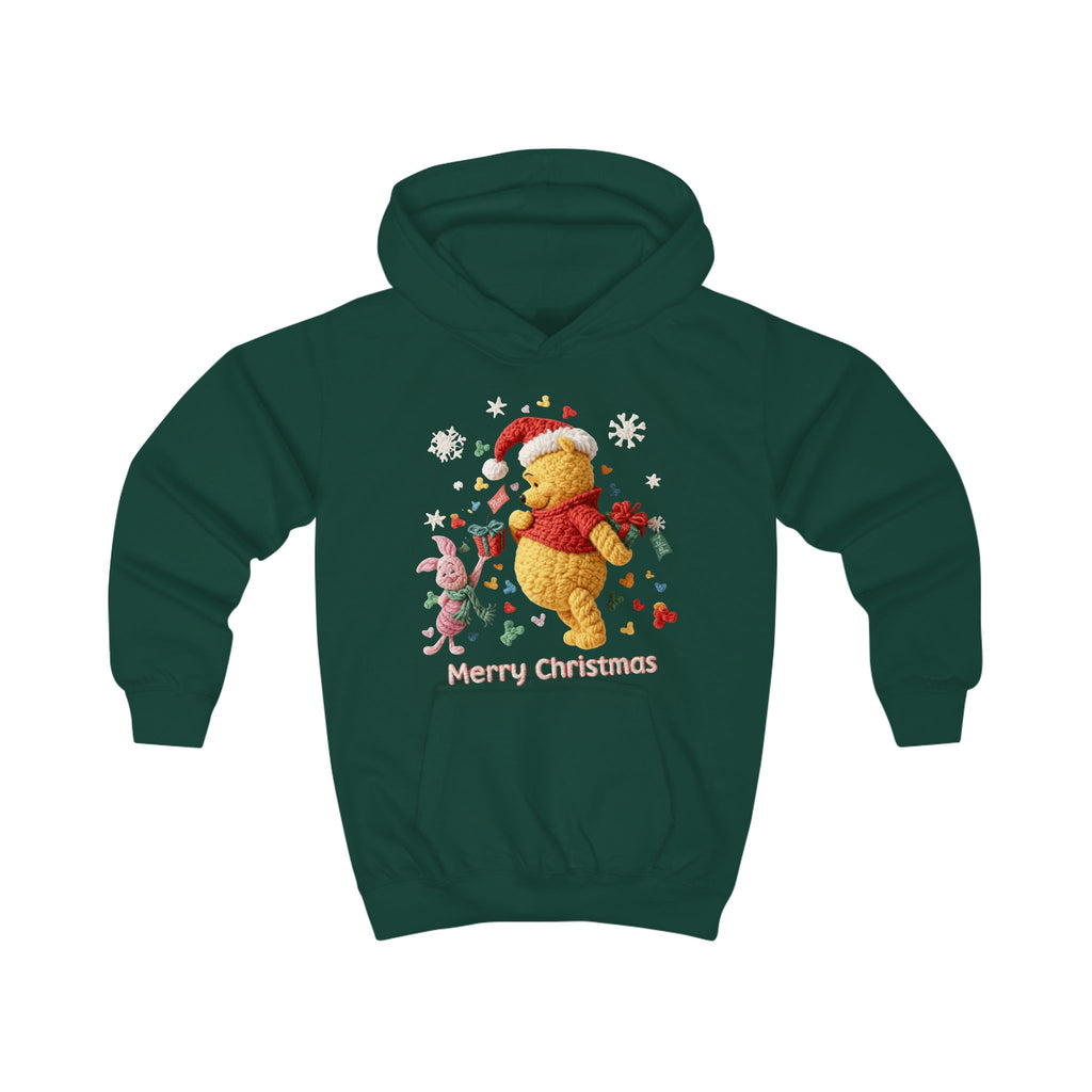Kids Hoodie  Cute Winnie-Style Christmas Bear "Merry Christmas" Holiday Pullover