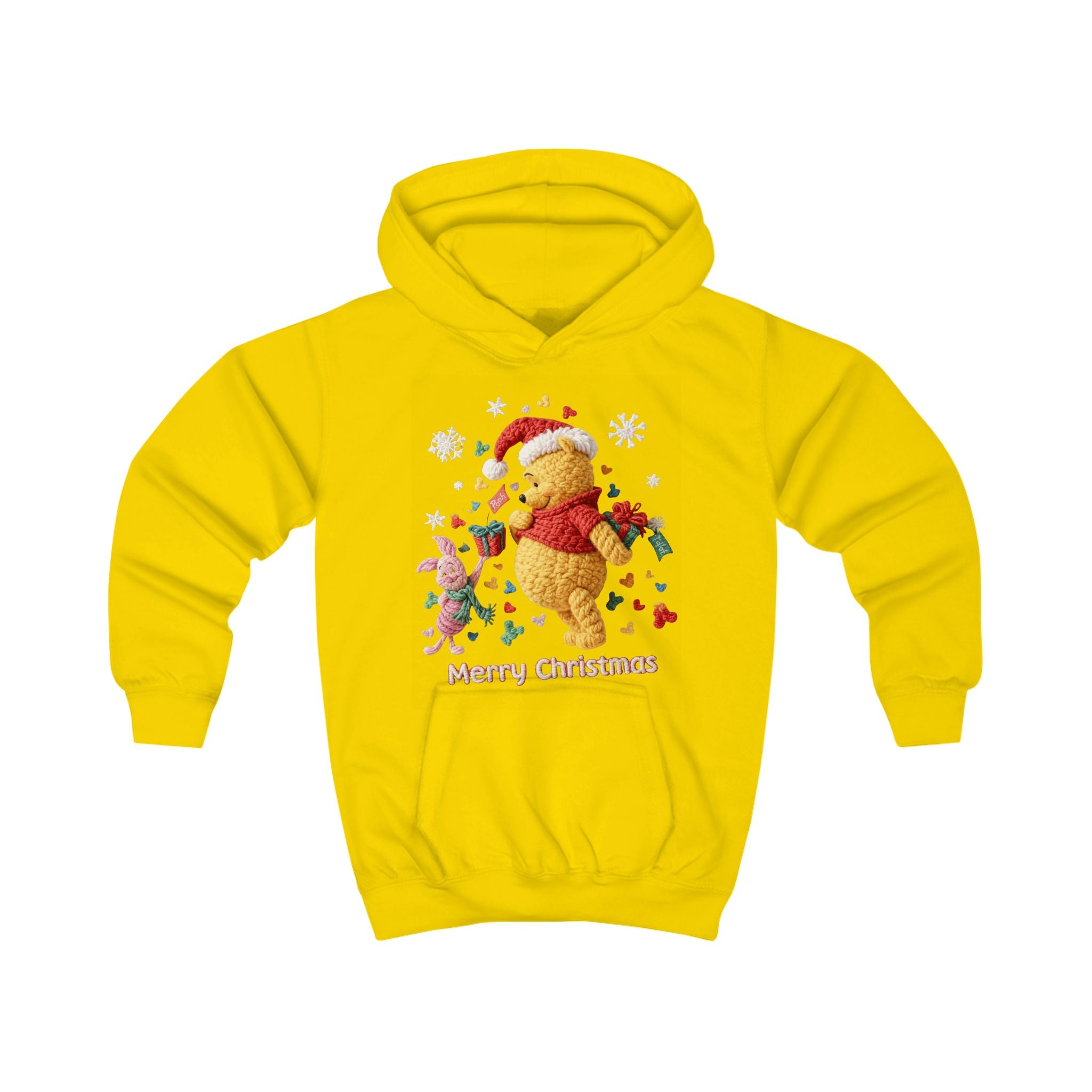 Kids Hoodie  Cute Winnie-Style Christmas Bear "Merry Christmas" Holiday Pullover