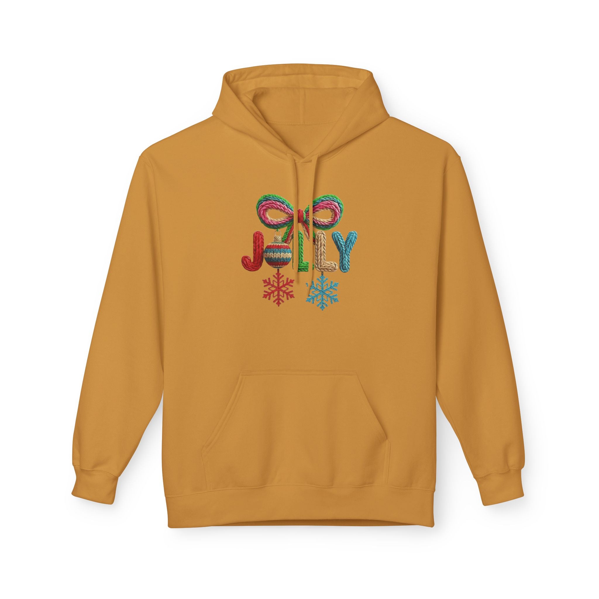 Jolly Candy Cane Holiday Hoodie — "JOLLY" Festive Sweatshirt