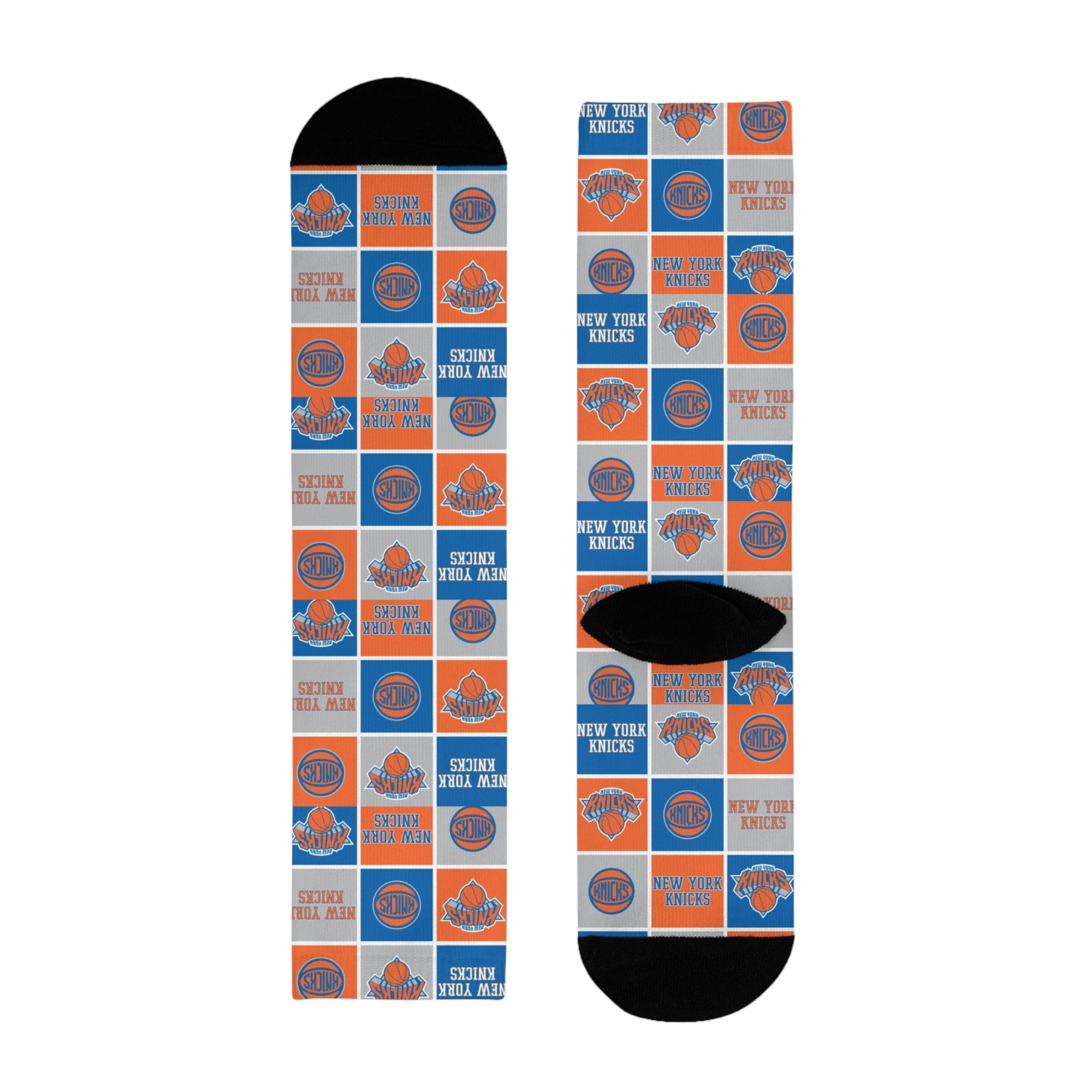 Basketball-Inspired Pattern Crew Socks — Retro Sports Sublimation Socks NY