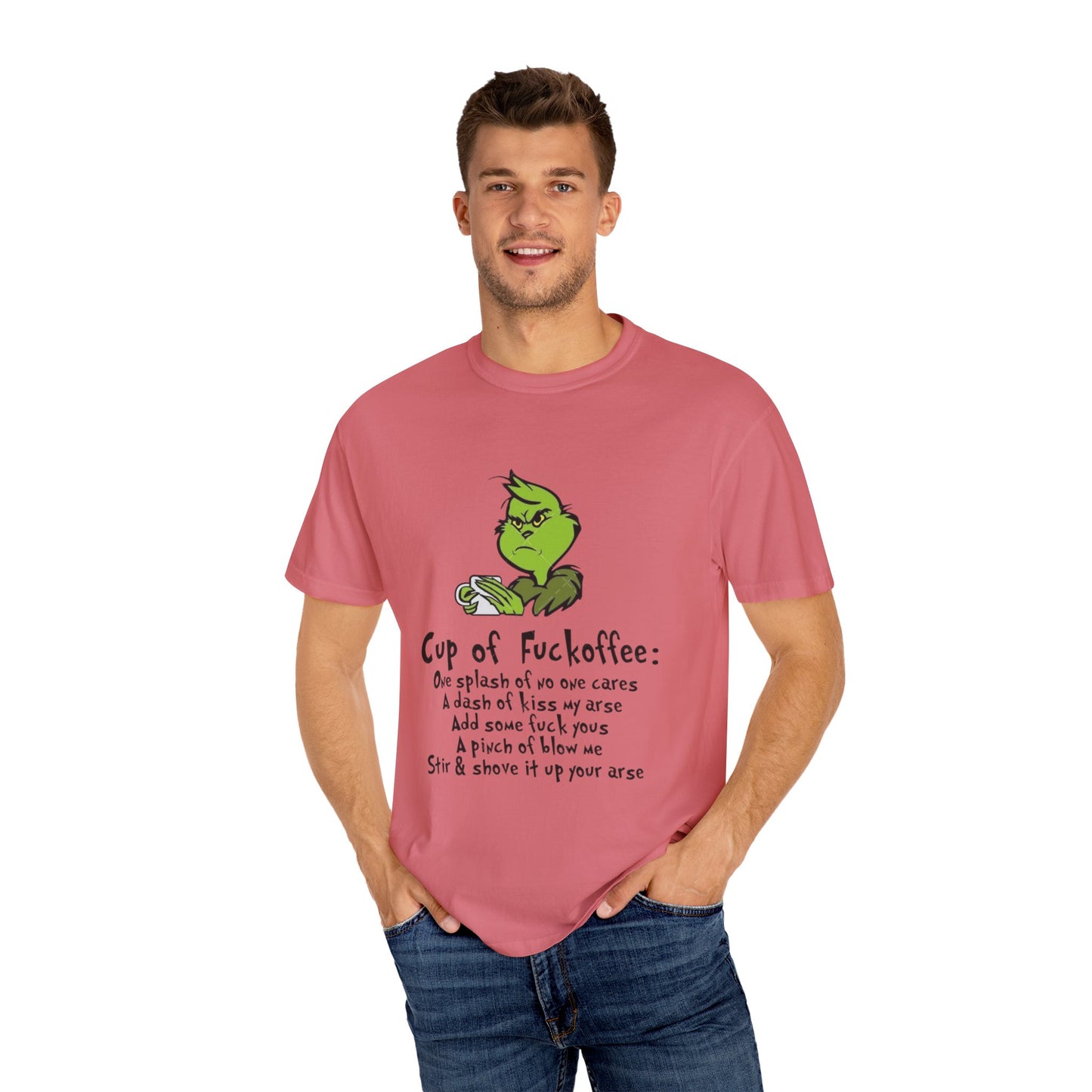 Holiday Graphic Tees  Cozy Festive Wear Funny Grinch-Inspired Unisex T-Shirt Cup of Fuckoffee