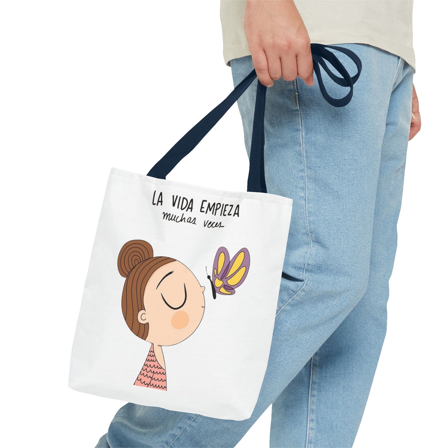 Lleva inspiración contigo a donde vayas, Eco-Friendly Carryall, Motivational Gift, Cute Reusable Shopper, Butterfly Design, Brighten Your Day