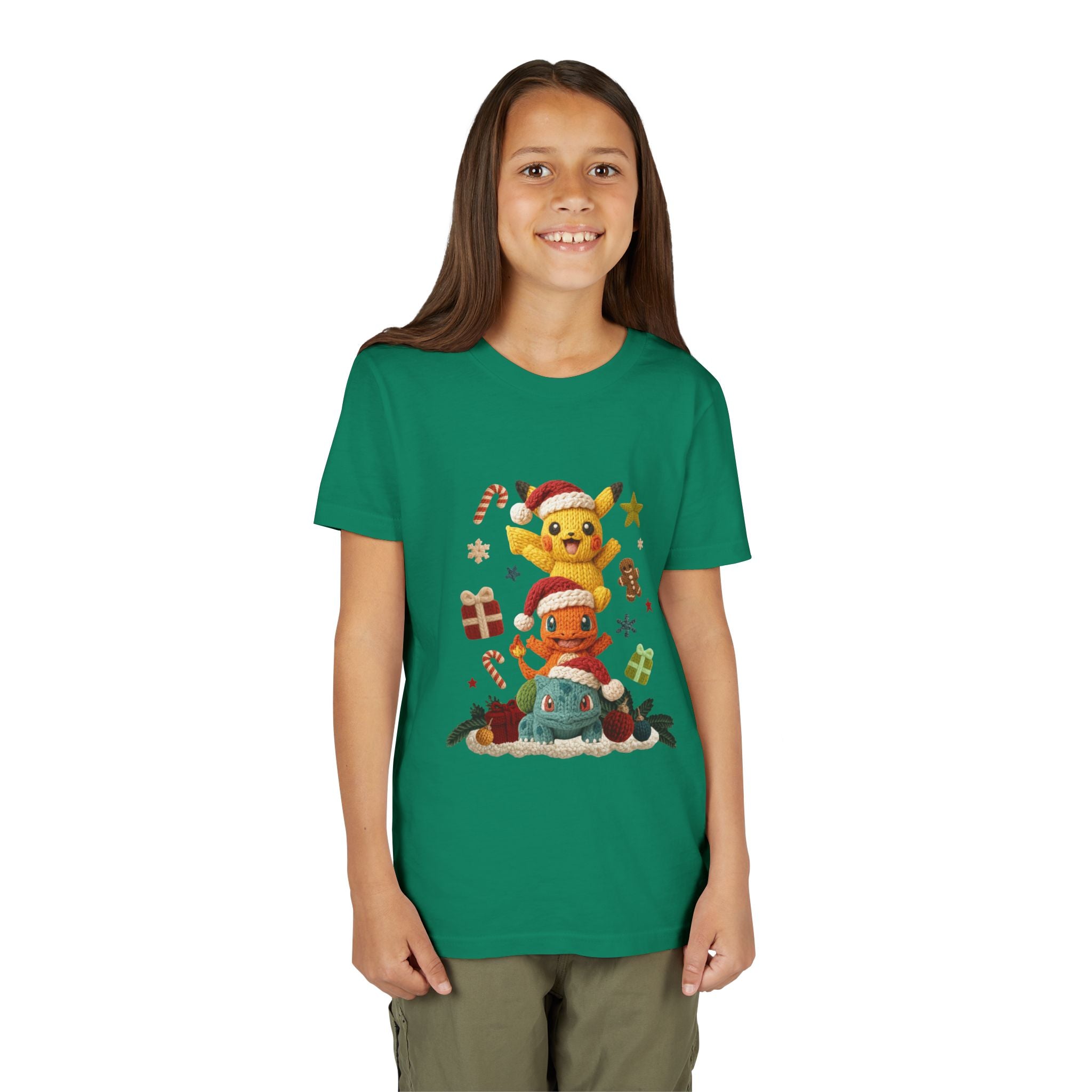 Kids Holiday Tee  Cute Stacked cartoon Characters Christmas Design