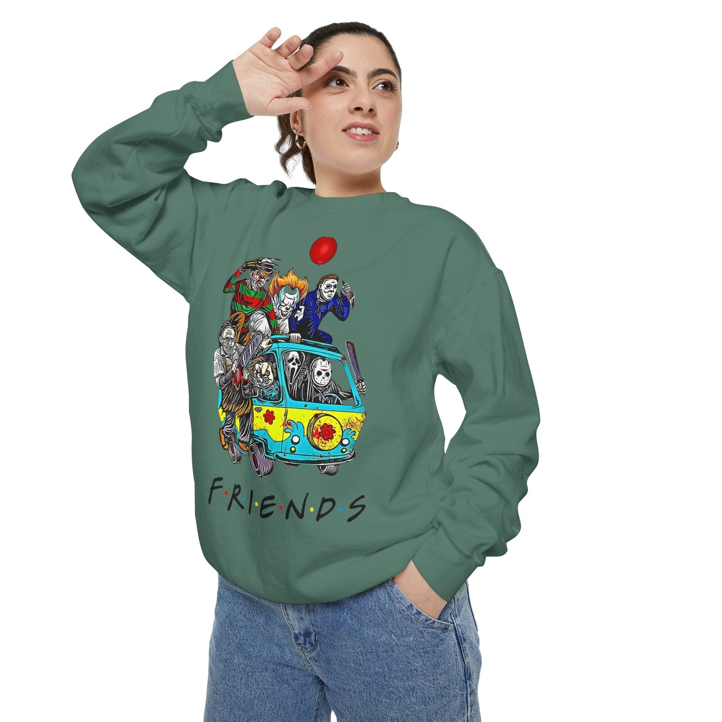 Friends-Inspired Unisex Garment-Dyed Sweatshirt, Cozy Casual Wear, Unique Graphic Sweatshirt, Perfect Gift, Everyday Style