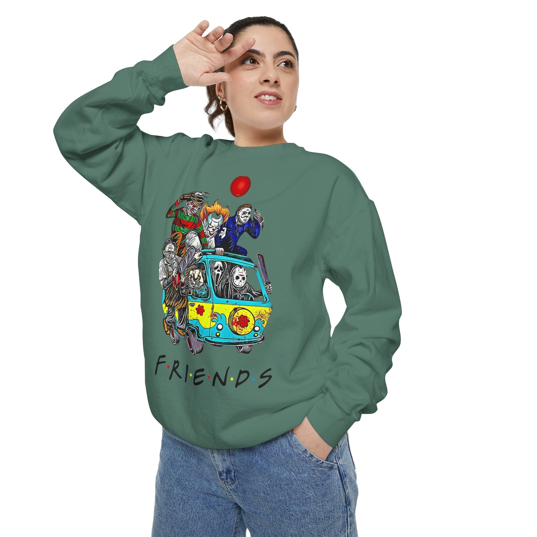 Friends-Inspired Unisex Garment-Dyed Sweatshirt, Cozy Casual Wear, Unique Graphic Sweatshirt, Perfect Gift, Everyday Style