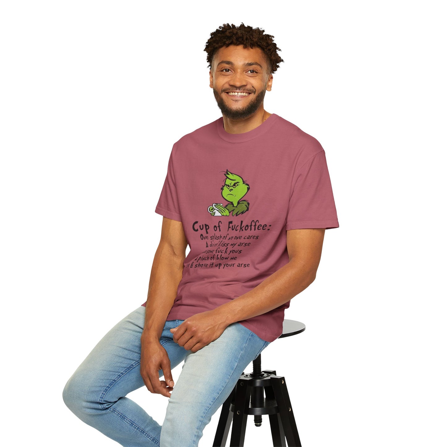 Holiday Graphic Tees  Cozy Festive Wear Funny Grinch-Inspired Unisex T-Shirt Cup of Fuckoffee