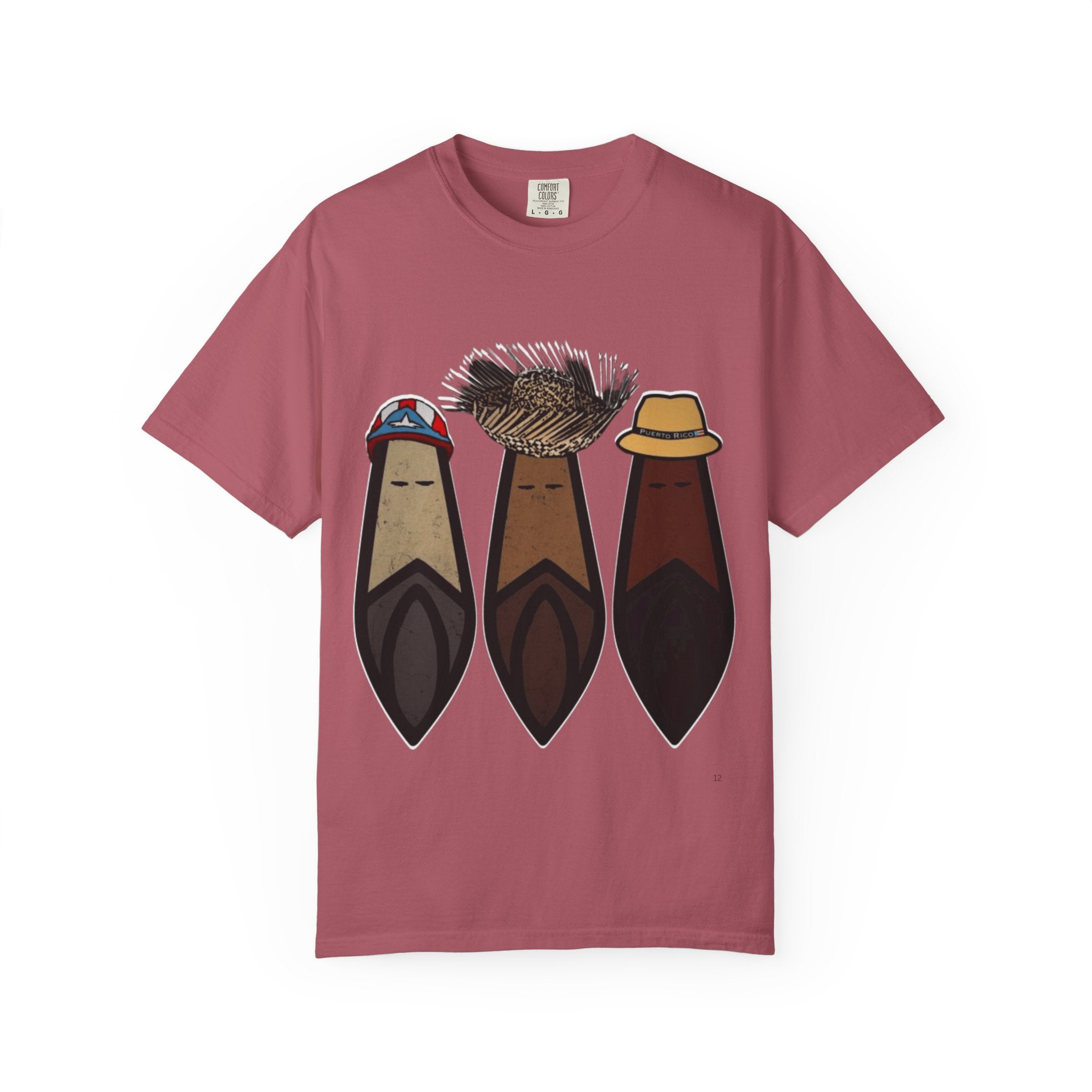 Puerto Rican Batey Cabin T-Shirt  Three Masks & Rustic House Graphic Tee Puerto Rico Navidades