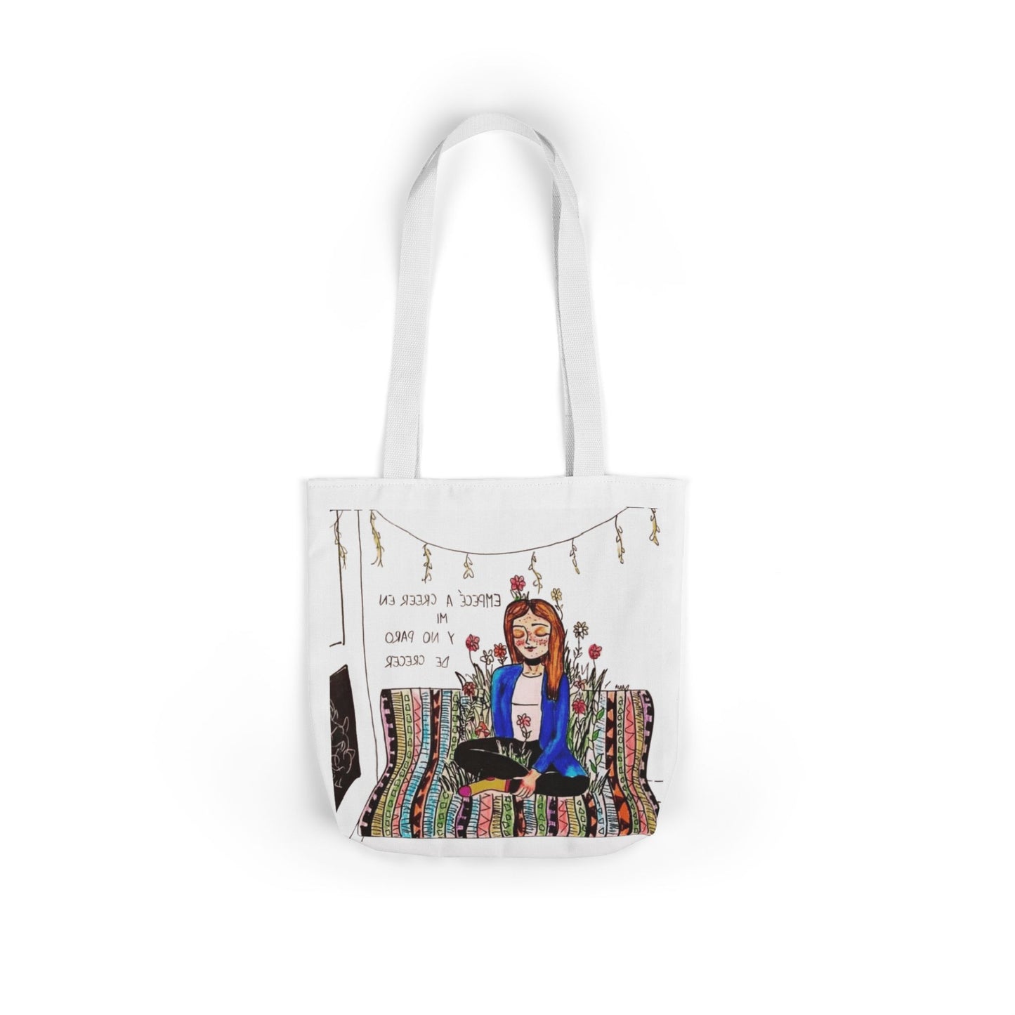 Lleva inspiración contigo a donde vayas Bohemian Style Canvas Tote Bag, Inspirational Art, Ideal for Gifts, Eco-Friendly Shopping, Beach Days, Travel Adventures