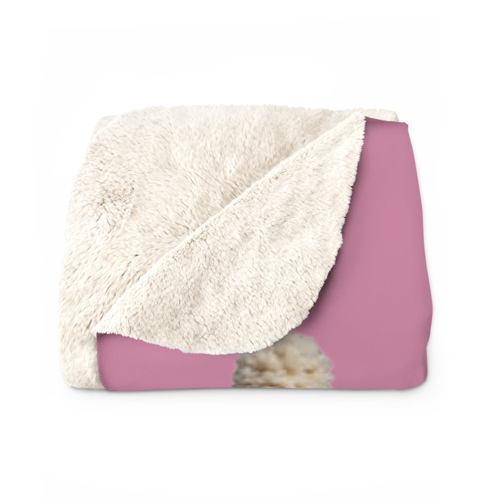 Santa’s Little Snuggle Blanket Cute Highland Cow Sherpa Blanket  Pink Knit Hat & Sunglasses Plush Throw
