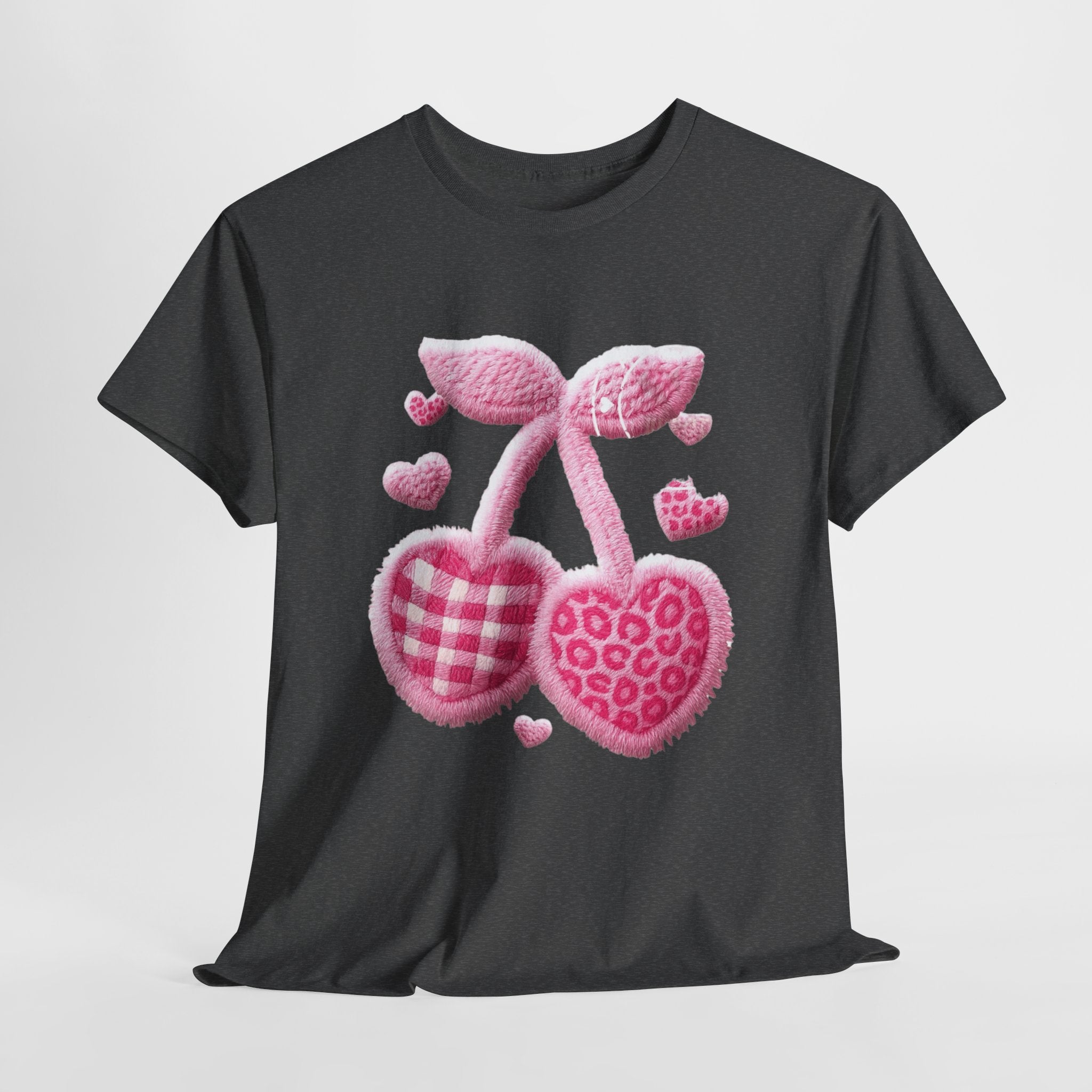 Pink Heart Cherries Tee  LOVE Graphic Valentine T-Shirt