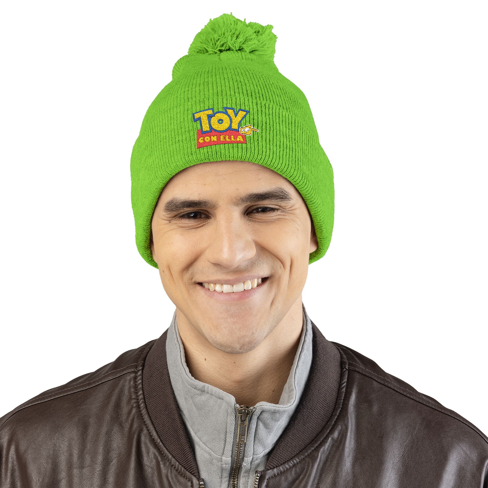 Toy Story Embroidered Pom-Pom Knit Cap Humor Cuffed Beanie – Warm, Soft & Sassy Winter Hat