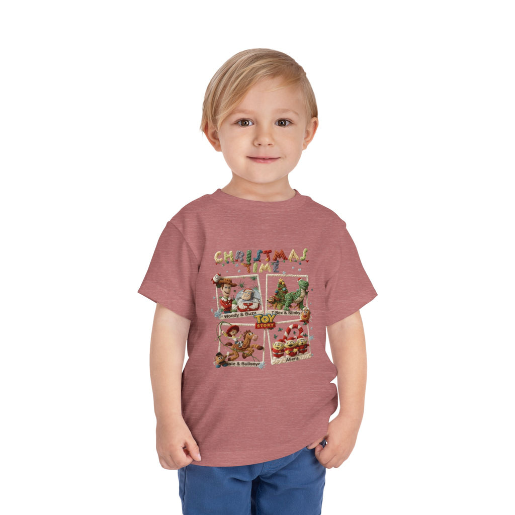 Christmas Time Toddler Tee  Cute Holiday Toy & Santa Print