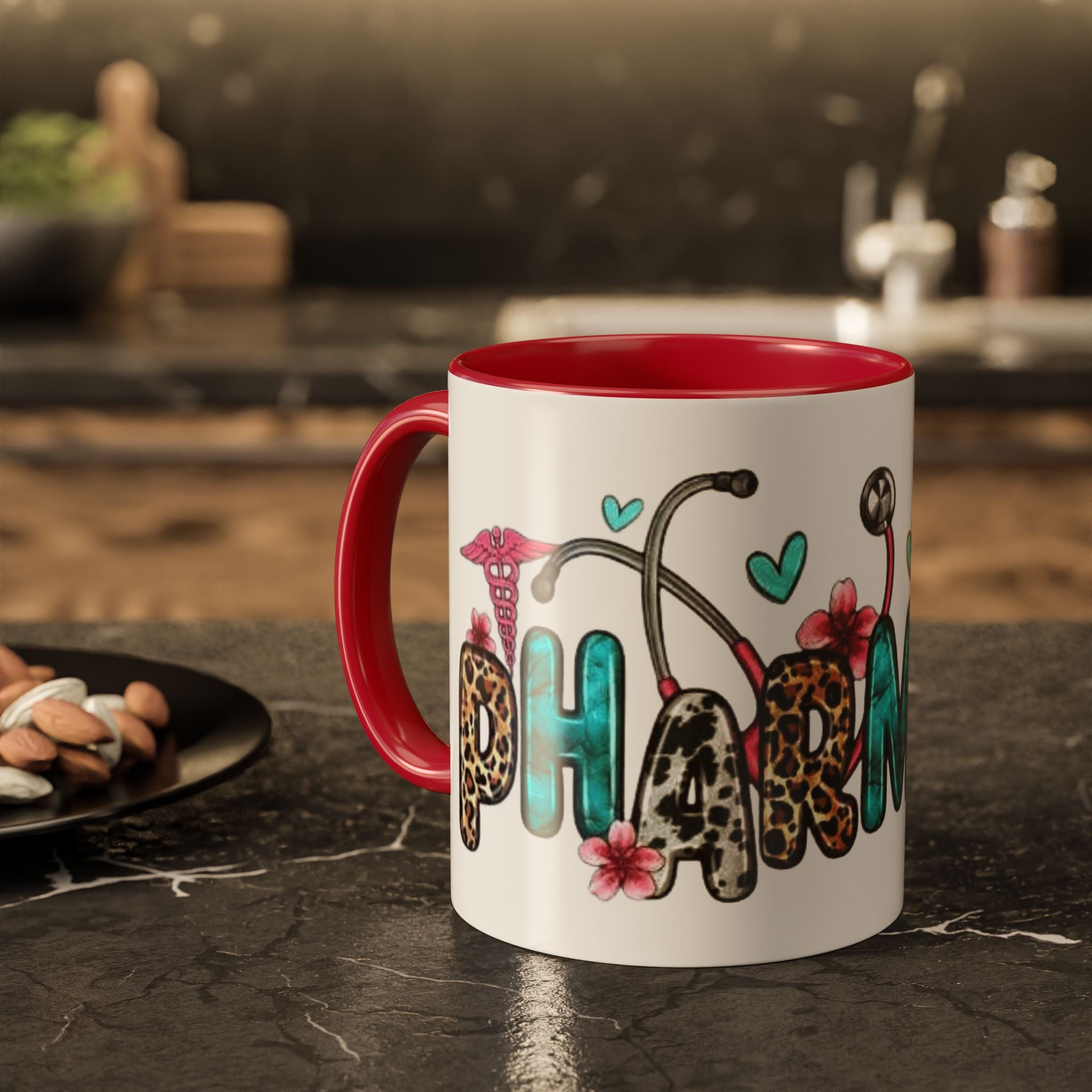 Pharmacy Nurse Coffee Mug — Cute Leopard & Teal Medical Design (11oz/15oz)Christmas mug for all healthcare heroes