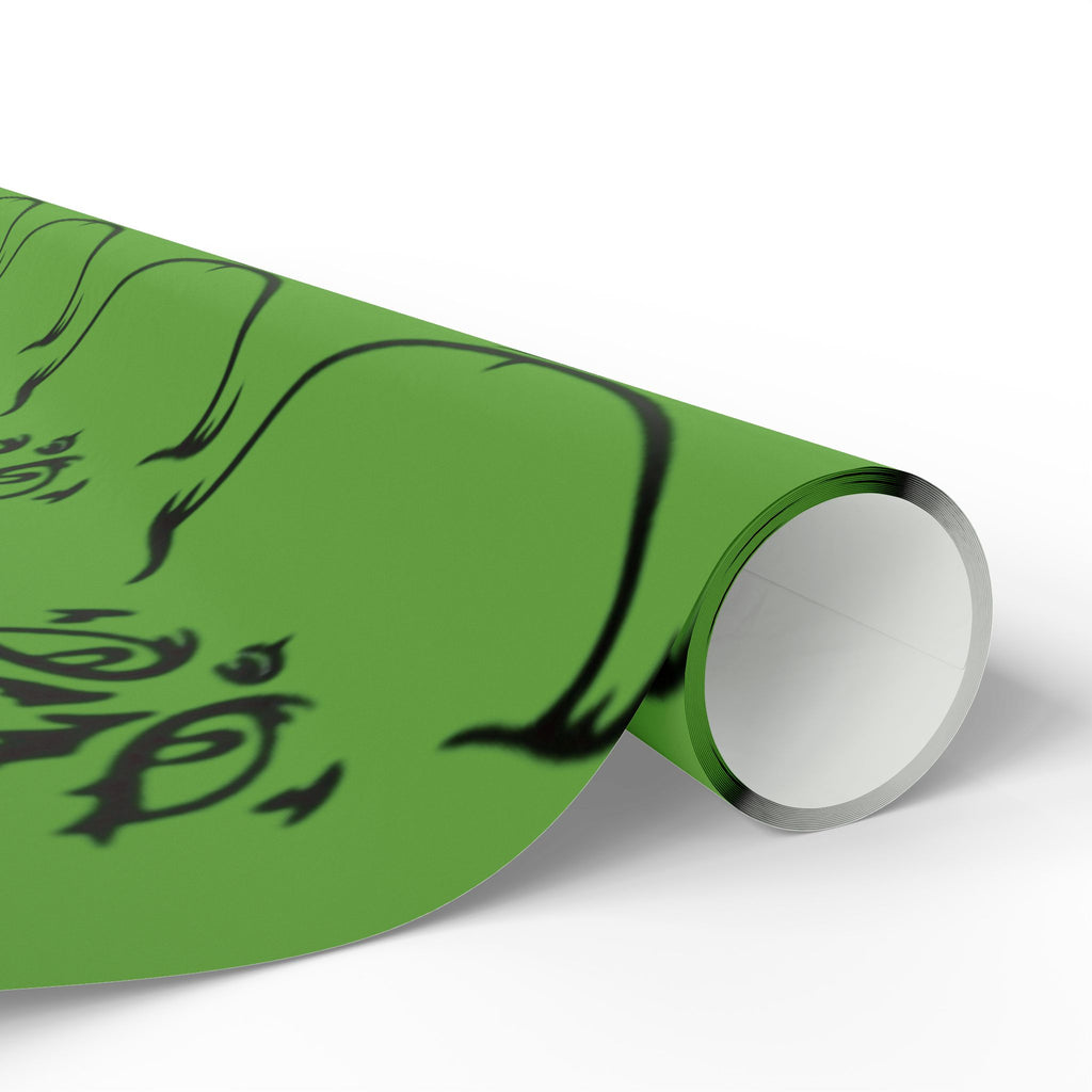 The Grench Wrapping Paper Roll  Green Tribal Swirl Gift Wrap (Holiday & Birthday)