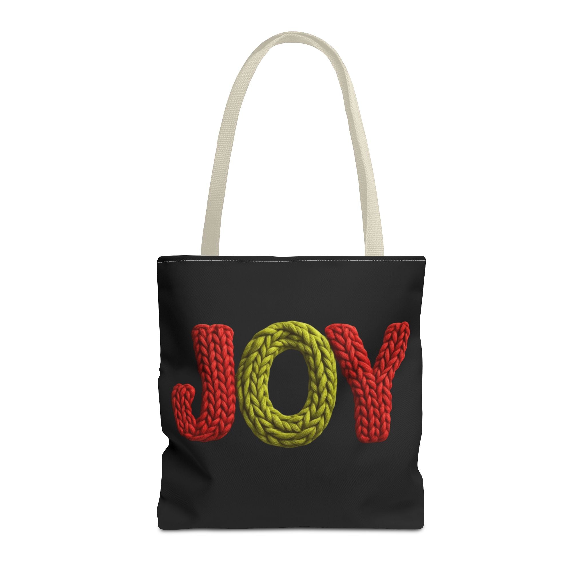 Christmas Tote Bag  Festive Holiday DesigJoy Knit Tote Bag  Colorful 'JOY' Yarn Design, Cozy Holiday Gift Tote