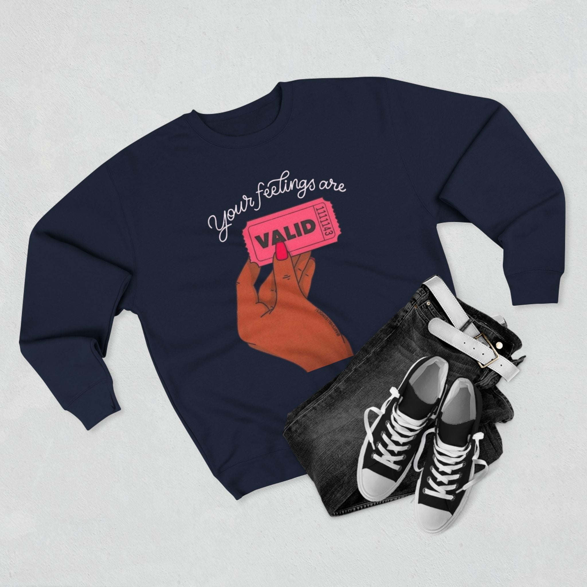 Valid Ticket Crewneck Sweatshirt  Empowerment Graphic Pullover Valentine’s Day sweaters