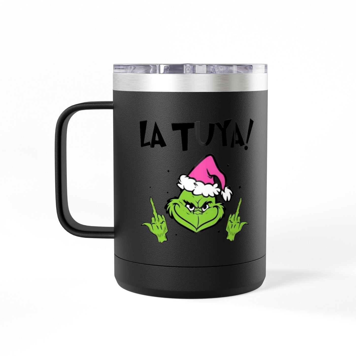Holiday Grinch Coffee Mug Tumbler - 15oz Vaso / Taza de Acero Inoxidable – Diseño Navideño