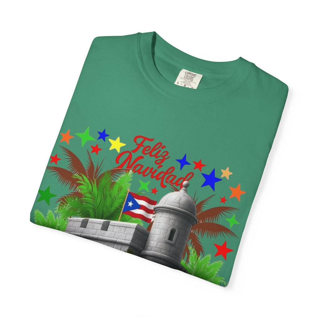Feliz Navidad Puerto Rico T-Shirt  Castillo & Coquí Holiday Tee Puerto Rico Navidades