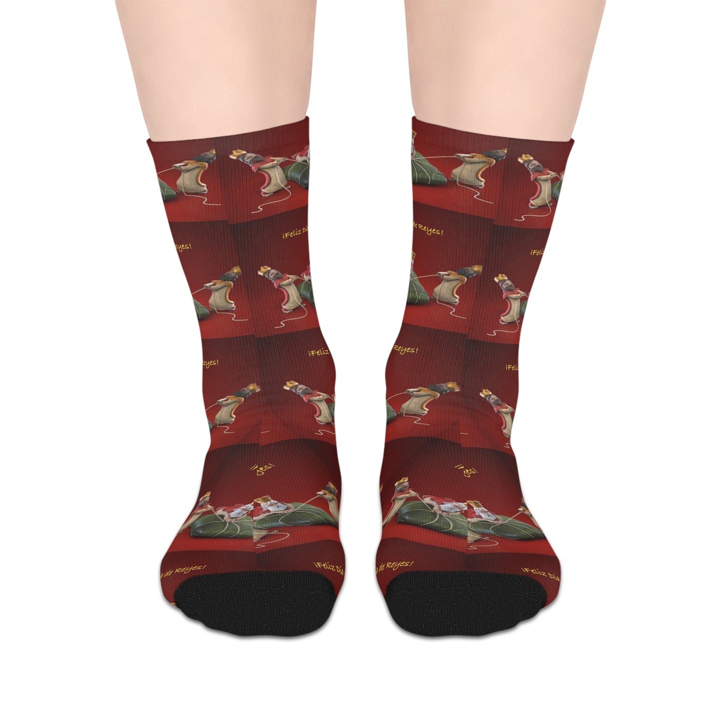Navidades en Puerto Rico con Pasteles Christmas Dachshund Socks  Red Holiday Mid‑Calf Dog Pattern